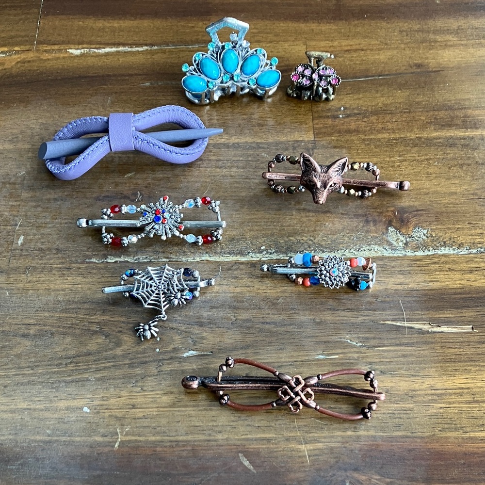 Elegant Hair Clip Collection - Turquoise, Purple, and Multicolor